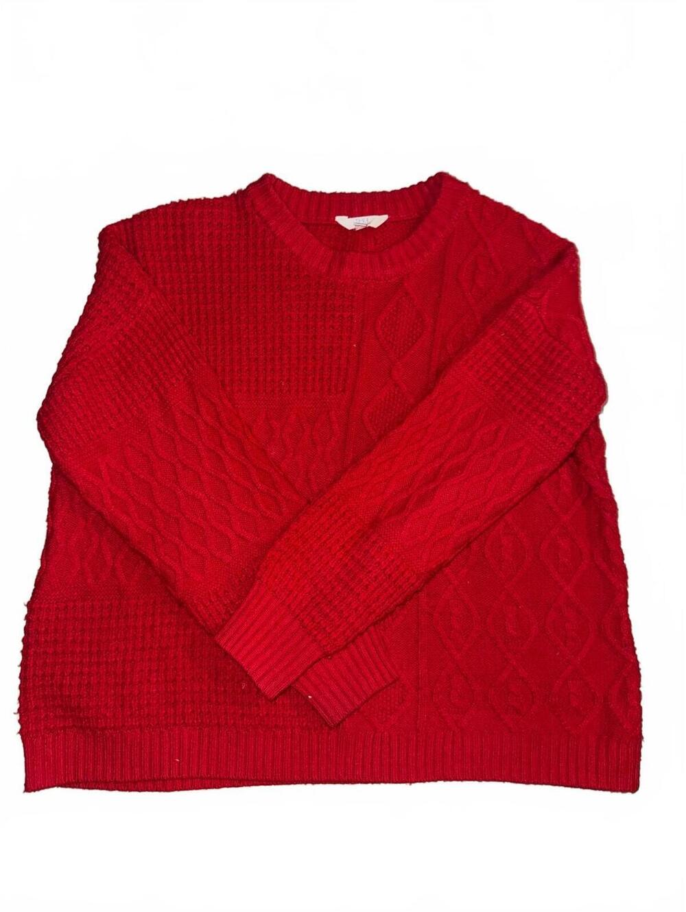 Women's Time and Tru Women's Red Cable Knit Sweater Size 3XL